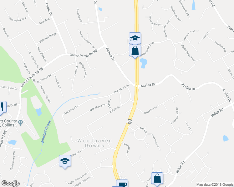 map of restaurants, bars, coffee shops, grocery stores, and more near 1089 Oak Moss Drive in Lawrenceville