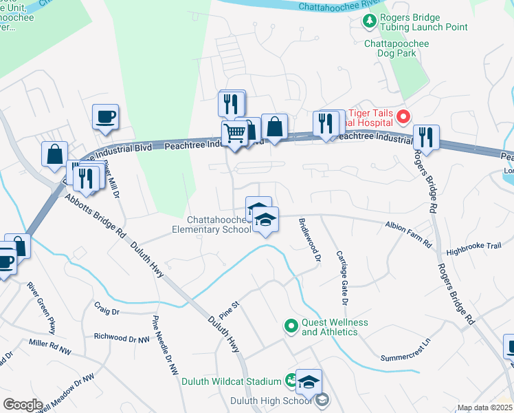 map of restaurants, bars, coffee shops, grocery stores, and more near 2790 Barnwood Crossing Northwest in Duluth