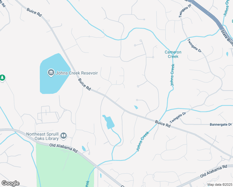 map of restaurants, bars, coffee shops, grocery stores, and more near 9701 Buice Road in Alpharetta