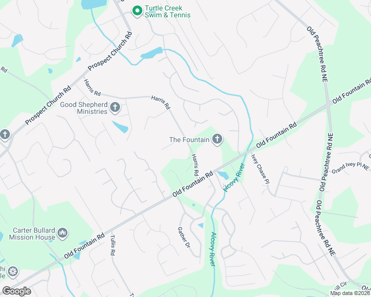 map of restaurants, bars, coffee shops, grocery stores, and more near 1297 Harris Road in Lawrenceville