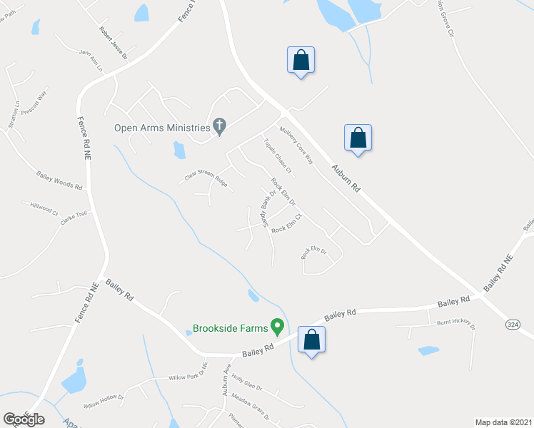 map of restaurants, bars, coffee shops, grocery stores, and more near 3527 Sandy Bank Drive in Auburn