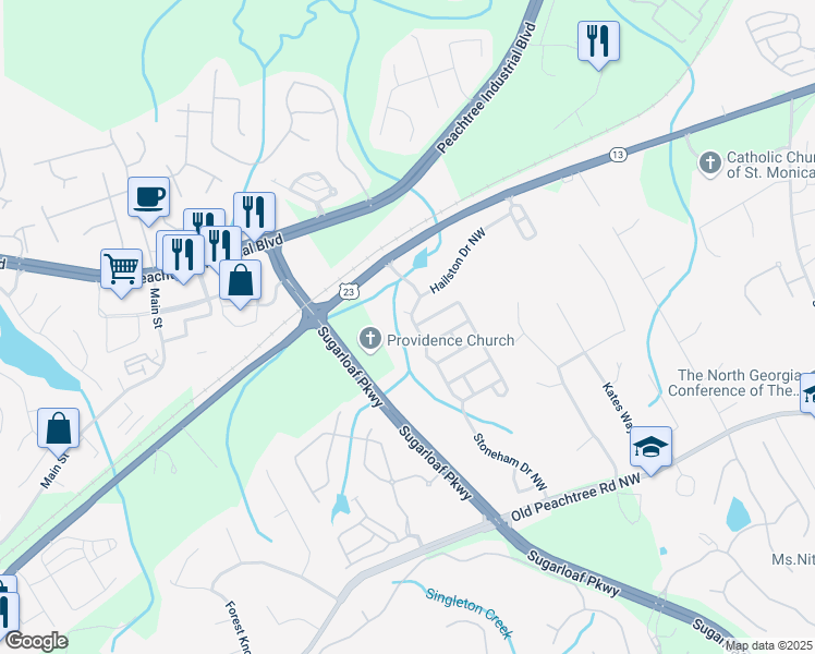 map of restaurants, bars, coffee shops, grocery stores, and more near 2107 Hailston Drive Northwest in Duluth