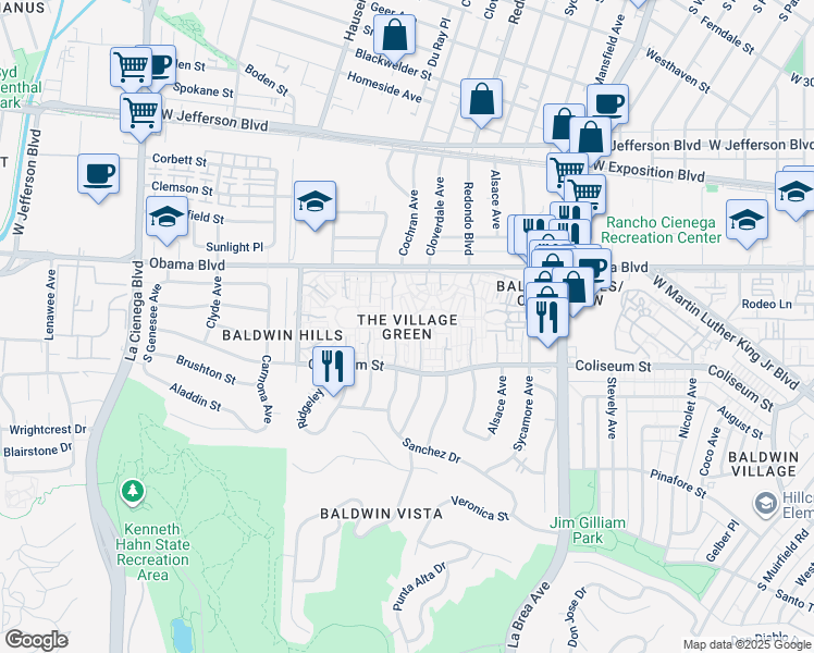 map of restaurants, bars, coffee shops, grocery stores, and more near in Los Angeles