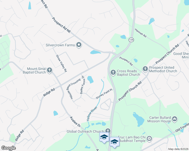 map of restaurants, bars, coffee shops, grocery stores, and more near 1375 Ridge Road in Lawrenceville