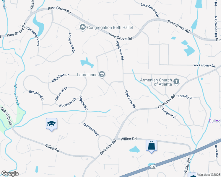 map of restaurants, bars, coffee shops, grocery stores, and more near 2130 Federal Road in Roswell