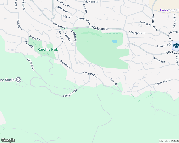 map of restaurants, bars, coffee shops, grocery stores, and more near 645 East Sunset Drive South in Redlands