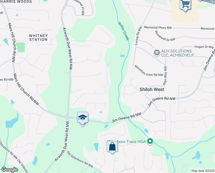 map of restaurants, bars, coffee shops, grocery stores, and more near 4121 Crowder Drive Northwest in Kennesaw