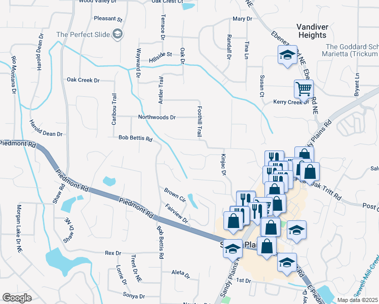 map of restaurants, bars, coffee shops, grocery stores, and more near 1777 Chasewood Park Lane in Marietta