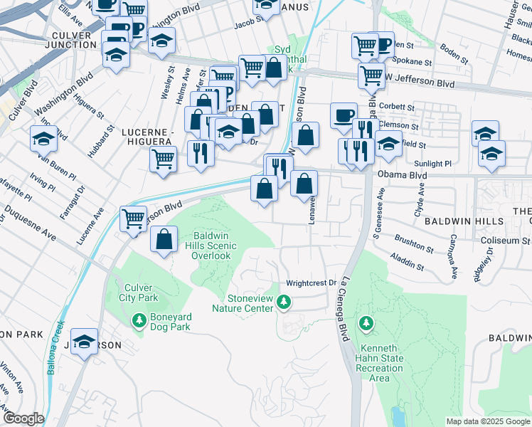 map of restaurants, bars, coffee shops, grocery stores, and more near 3641 Holdrege Avenue in Los Angeles