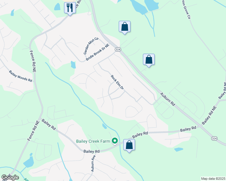 map of restaurants, bars, coffee shops, grocery stores, and more near 3613 Walking Stick Way Northeast in Auburn