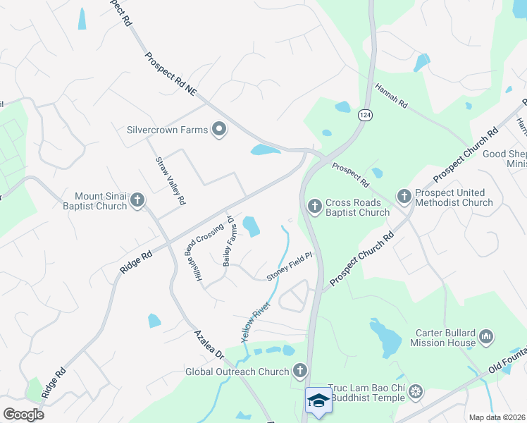 map of restaurants, bars, coffee shops, grocery stores, and more near 1375 Ridge Road in Lawrenceville