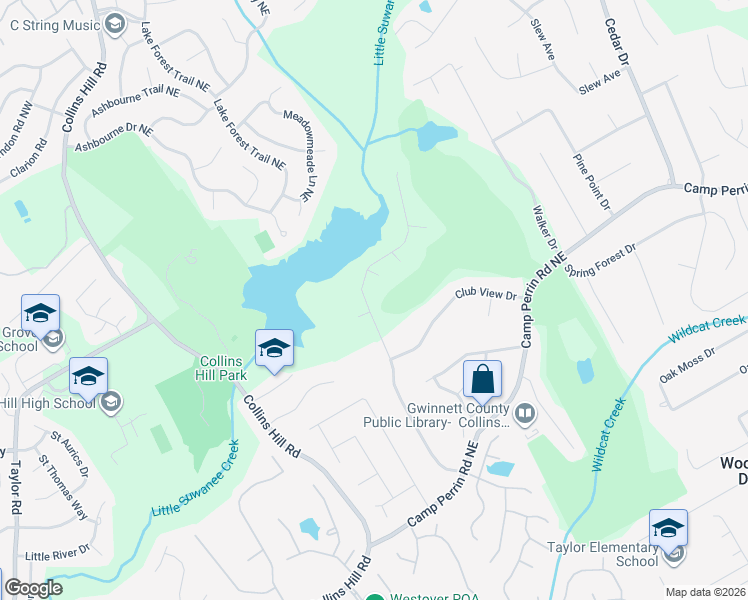 map of restaurants, bars, coffee shops, grocery stores, and more near 2167 Lake Ridge Terrace in Lawrenceville