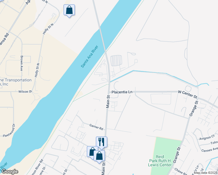 map of restaurants, bars, coffee shops, grocery stores, and more near 12199 South Riverside Avenue in Colton