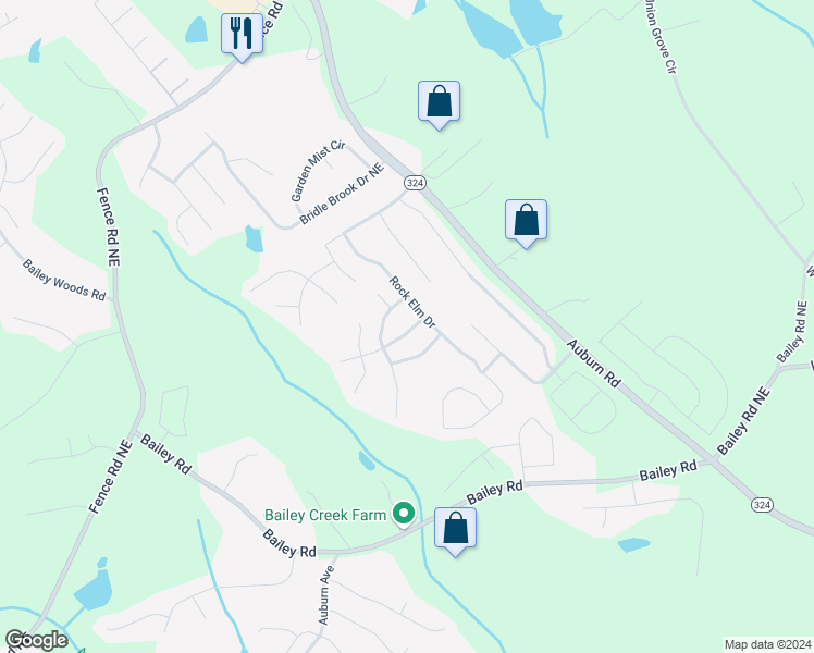 map of restaurants, bars, coffee shops, grocery stores, and more near 3606 Walking Stick Way Northeast in Auburn