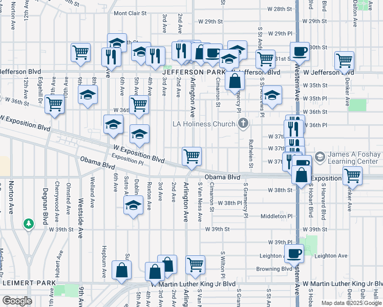 map of restaurants, bars, coffee shops, grocery stores, and more near 3754 2nd Avenue in Los Angeles