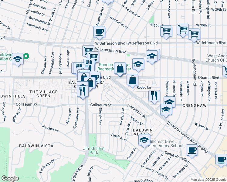 map of restaurants, bars, coffee shops, grocery stores, and more near in Los Angeles