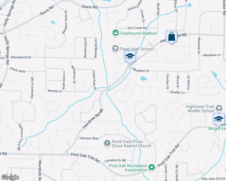 map of restaurants, bars, coffee shops, grocery stores, and more near 3421 Salem Trace in Marietta