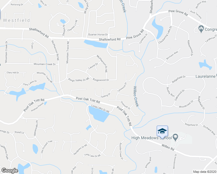 map of restaurants, bars, coffee shops, grocery stores, and more near 5223 Tealing Drive in Roswell