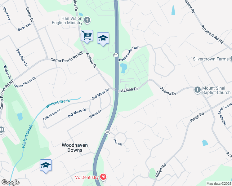map of restaurants, bars, coffee shops, grocery stores, and more near 2020 Buford Drive Northeast in Lawrenceville