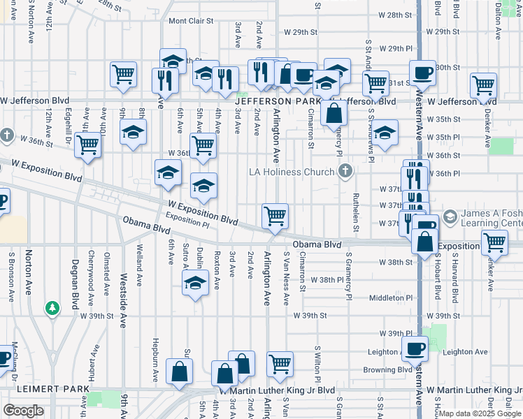 map of restaurants, bars, coffee shops, grocery stores, and more near 3754 2nd Avenue in Los Angeles