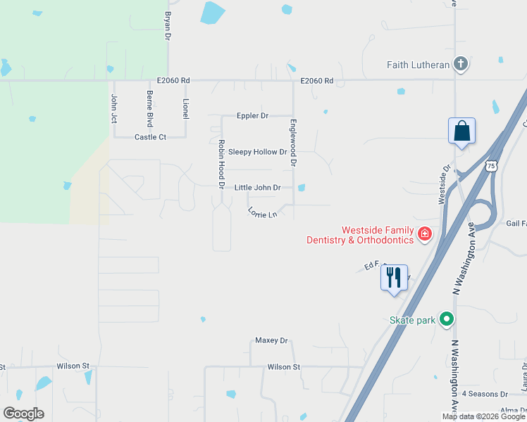map of restaurants, bars, coffee shops, grocery stores, and more near 2708 Lorrie Lane in Durant