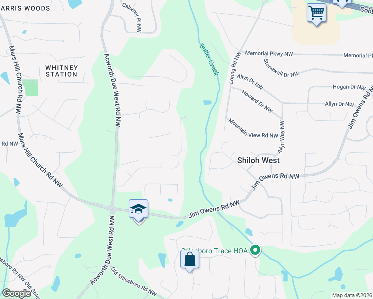 map of restaurants, bars, coffee shops, grocery stores, and more near 4121 Crowder Drive Northwest in Kennesaw