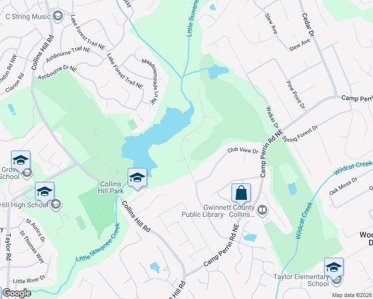 map of restaurants, bars, coffee shops, grocery stores, and more near 2167 Lake Ridge Terrace in Lawrenceville