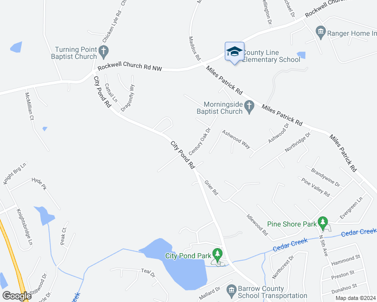 map of restaurants, bars, coffee shops, grocery stores, and more near 902 Century Oak Drive in Winder