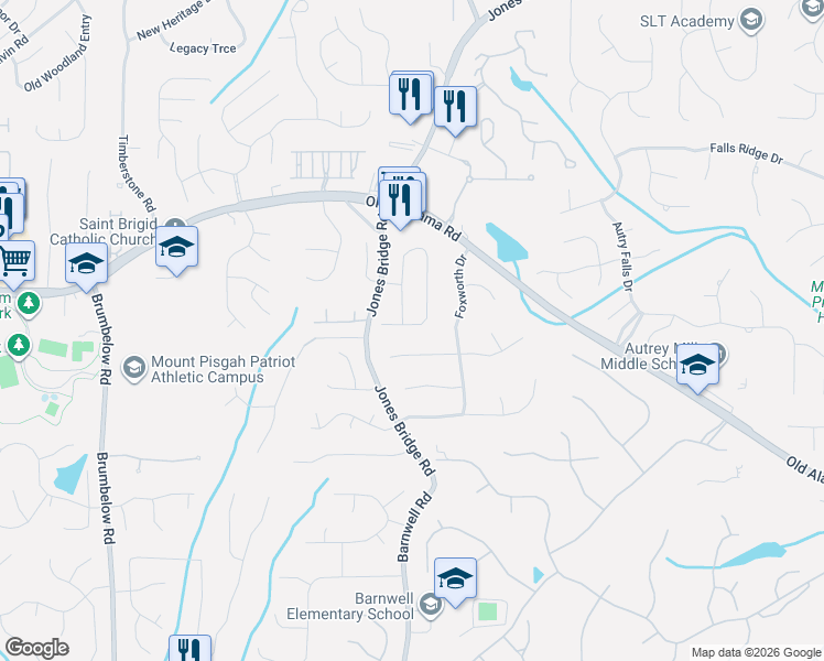 map of restaurants, bars, coffee shops, grocery stores, and more near 9862 Talisman Drive in Alpharetta