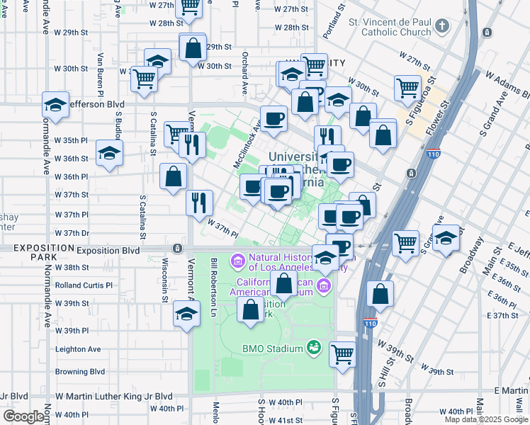 map of restaurants, bars, coffee shops, grocery stores, and more near 837 Downey Way in Los Angeles