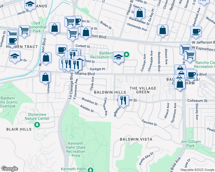map of restaurants, bars, coffee shops, grocery stores, and more near in Los Angeles