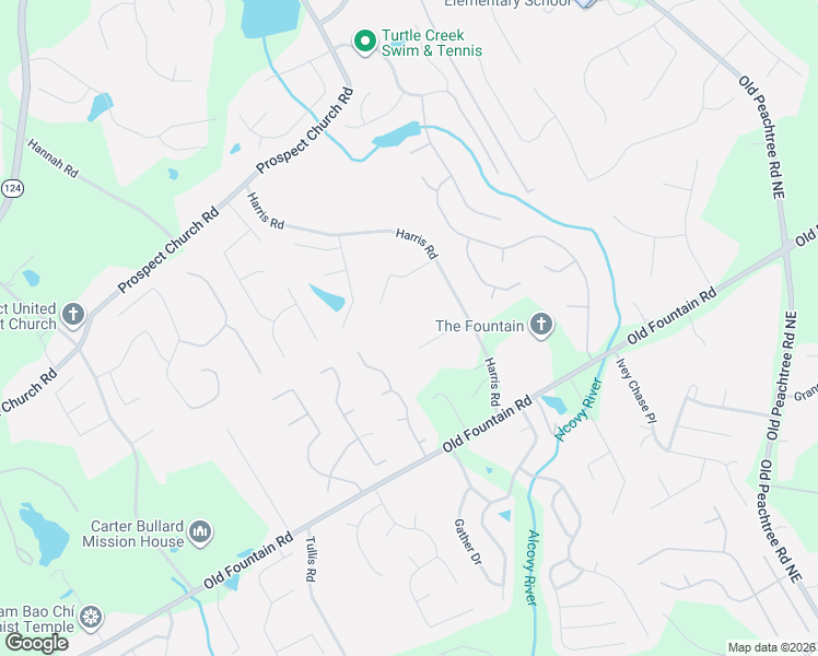 map of restaurants, bars, coffee shops, grocery stores, and more near 1872 Forrest Road in Lawrenceville