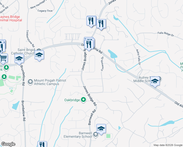 map of restaurants, bars, coffee shops, grocery stores, and more near 9862 Talisman Drive in Alpharetta