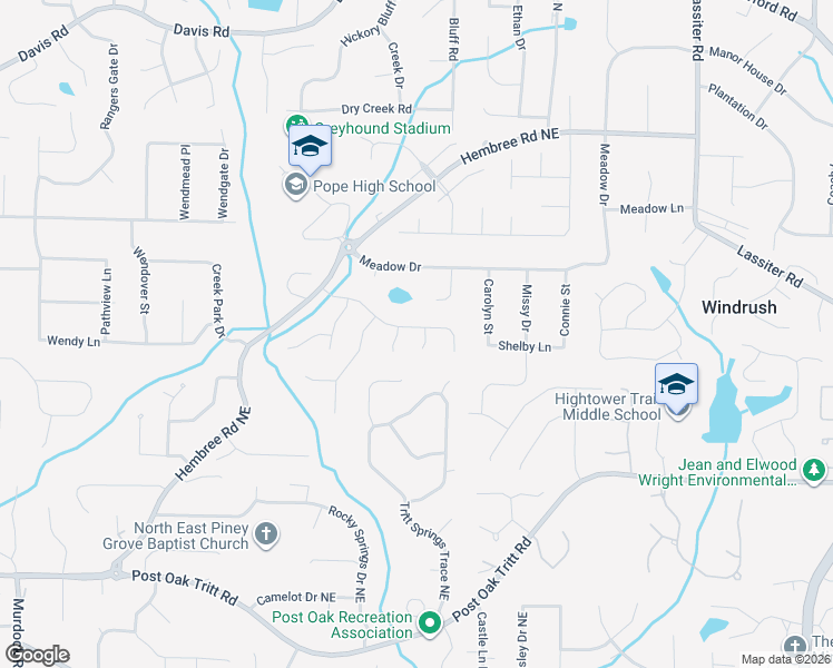 map of restaurants, bars, coffee shops, grocery stores, and more near 3536 Liberty Ridge Trail in Marietta