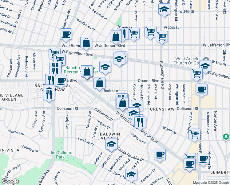 map of restaurants, bars, coffee shops, grocery stores, and more near 4530 Rodeo Lane in Los Angeles