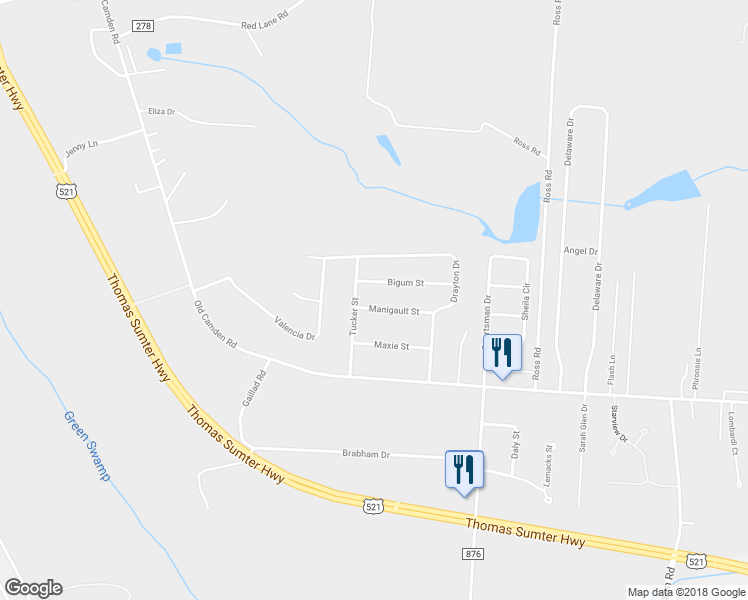 map of restaurants, bars, coffee shops, grocery stores, and more near 4485 Manigault Street in Dalzell