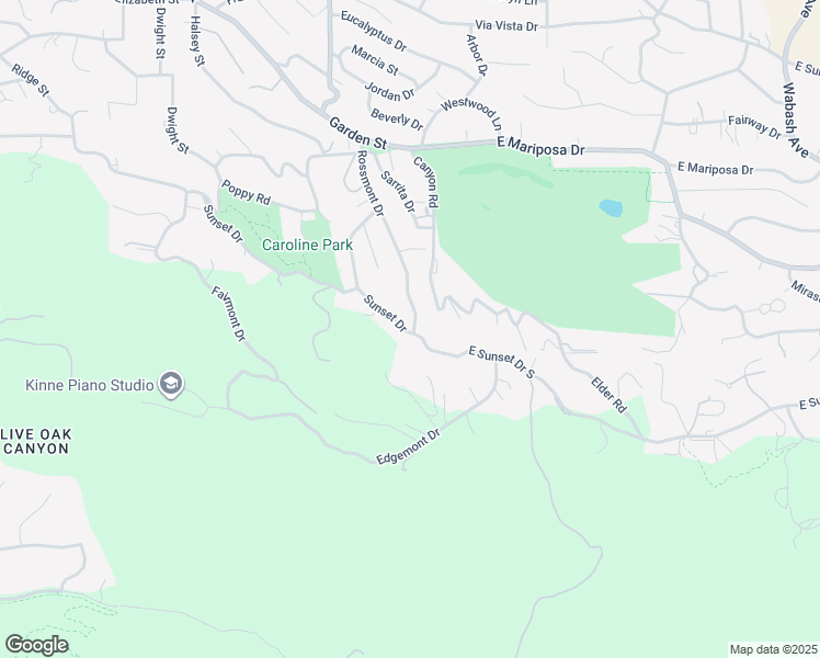 map of restaurants, bars, coffee shops, grocery stores, and more near 0 West Sunset Drive in Redlands