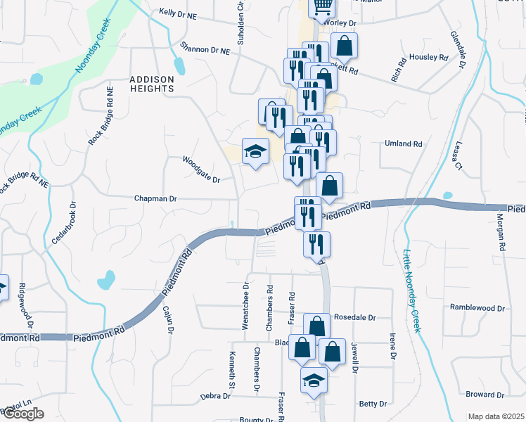 map of restaurants, bars, coffee shops, grocery stores, and more near 2916 Governors Court in Marietta