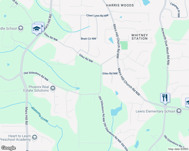 map of restaurants, bars, coffee shops, grocery stores, and more near 2701 Stilesboro Lane Northwest in Acworth