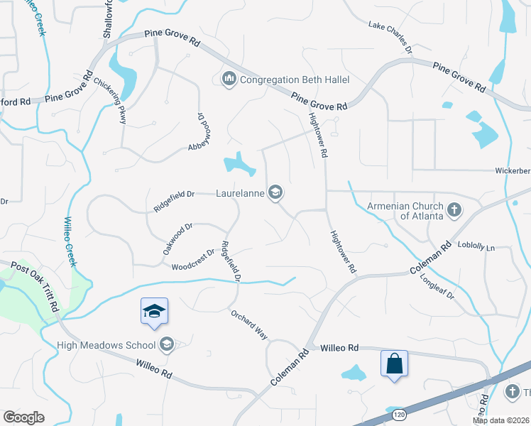 map of restaurants, bars, coffee shops, grocery stores, and more near 4030 Chipley Court in Roswell