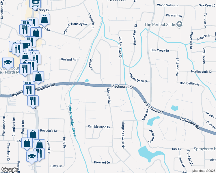 map of restaurants, bars, coffee shops, grocery stores, and more near in Marietta