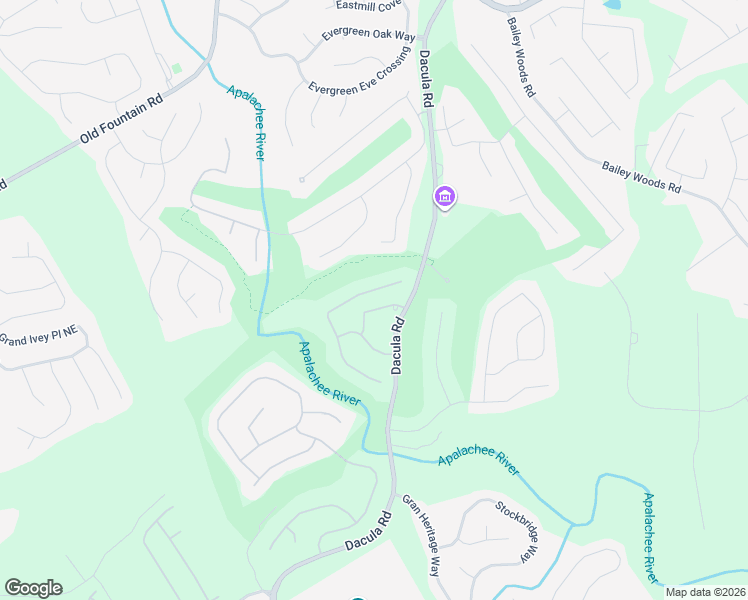 map of restaurants, bars, coffee shops, grocery stores, and more near 2350 Wood Creek Court Northeast in Dacula