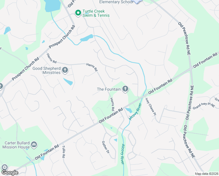 map of restaurants, bars, coffee shops, grocery stores, and more near 1297 Harris Road in Lawrenceville