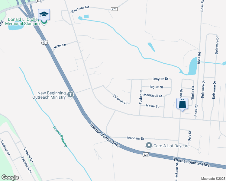 map of restaurants, bars, coffee shops, grocery stores, and more near 3240 Valencia Drive in Dalzell