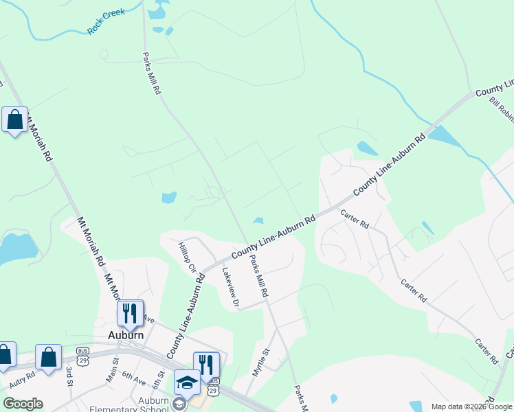 map of restaurants, bars, coffee shops, grocery stores, and more near 122 Chippewa Run in Auburn