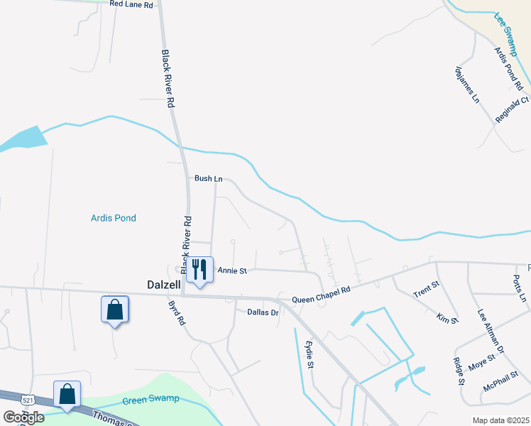 map of restaurants, bars, coffee shops, grocery stores, and more near 3127 Bush Lane in Dalzell