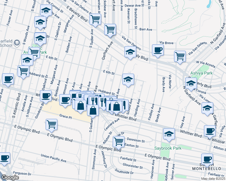 map of restaurants, bars, coffee shops, grocery stores, and more near 668 Keenan Avenue in Los Angeles
