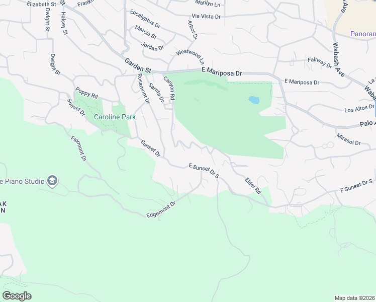 map of restaurants, bars, coffee shops, grocery stores, and more near 1910 Canyon Road in Redlands