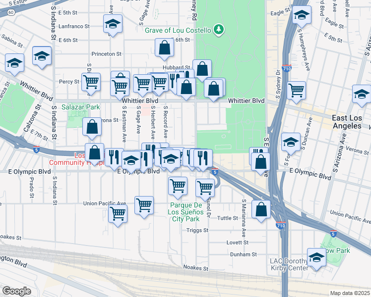map of restaurants, bars, coffee shops, grocery stores, and more near 4280 Dennison Street in Los Angeles