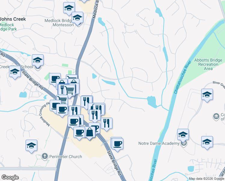 map of restaurants, bars, coffee shops, grocery stores, and more near 408 West Country Drive in Duluth
